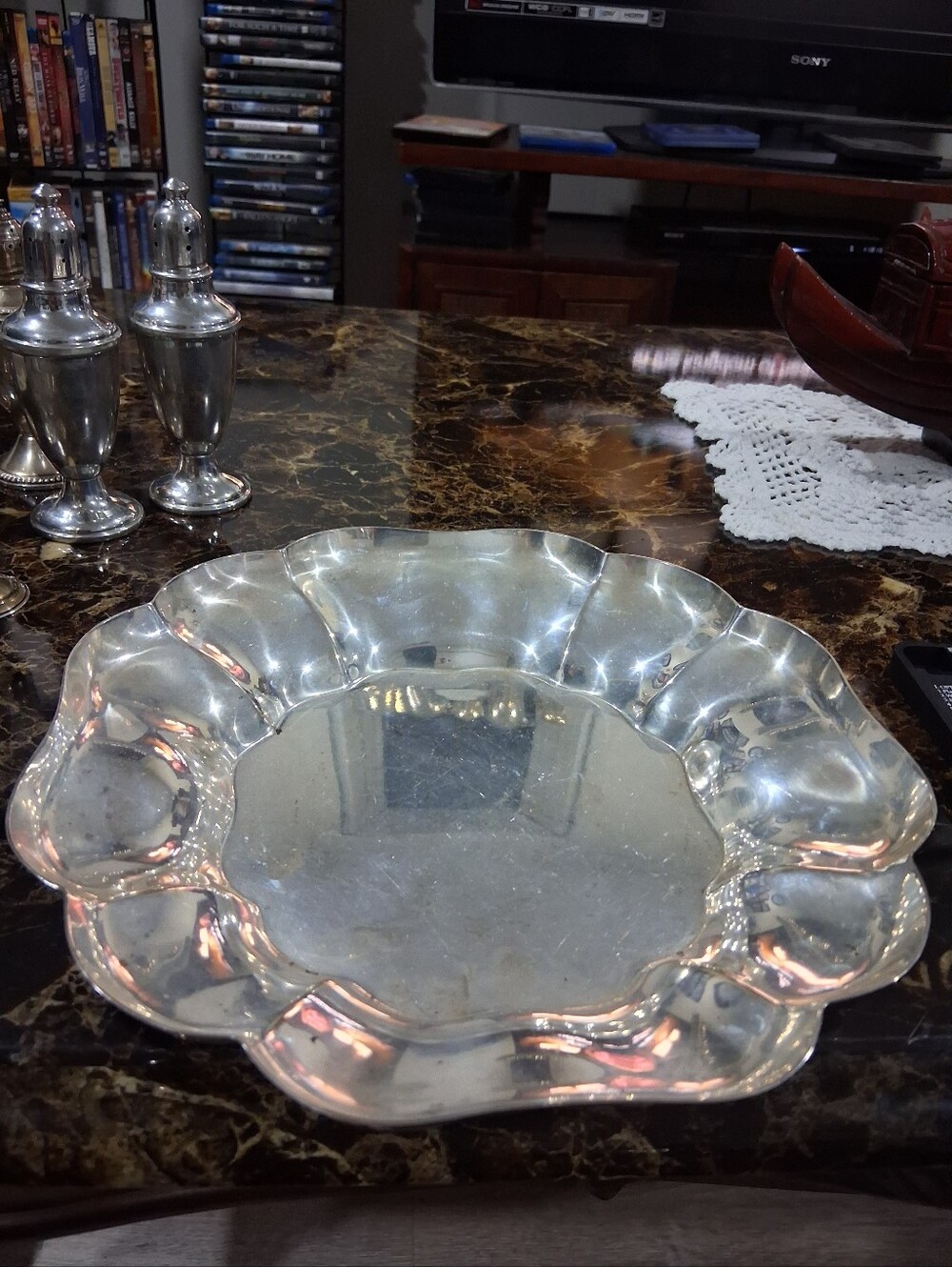 .925 Sterling Silver Scalloped Edge Tray